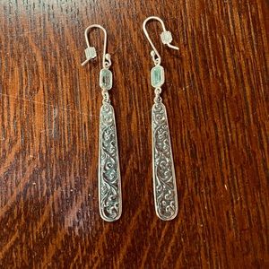 EUC. Aquamarine sterling drop earrings.